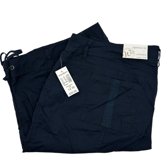 Westport 1962 Signature Fit Navy Cargo Shorts Lace Tie Hem Womens Plus Sz 14 NWT - Picture 1 of 12